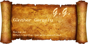 Günther Gergely névjegykártya